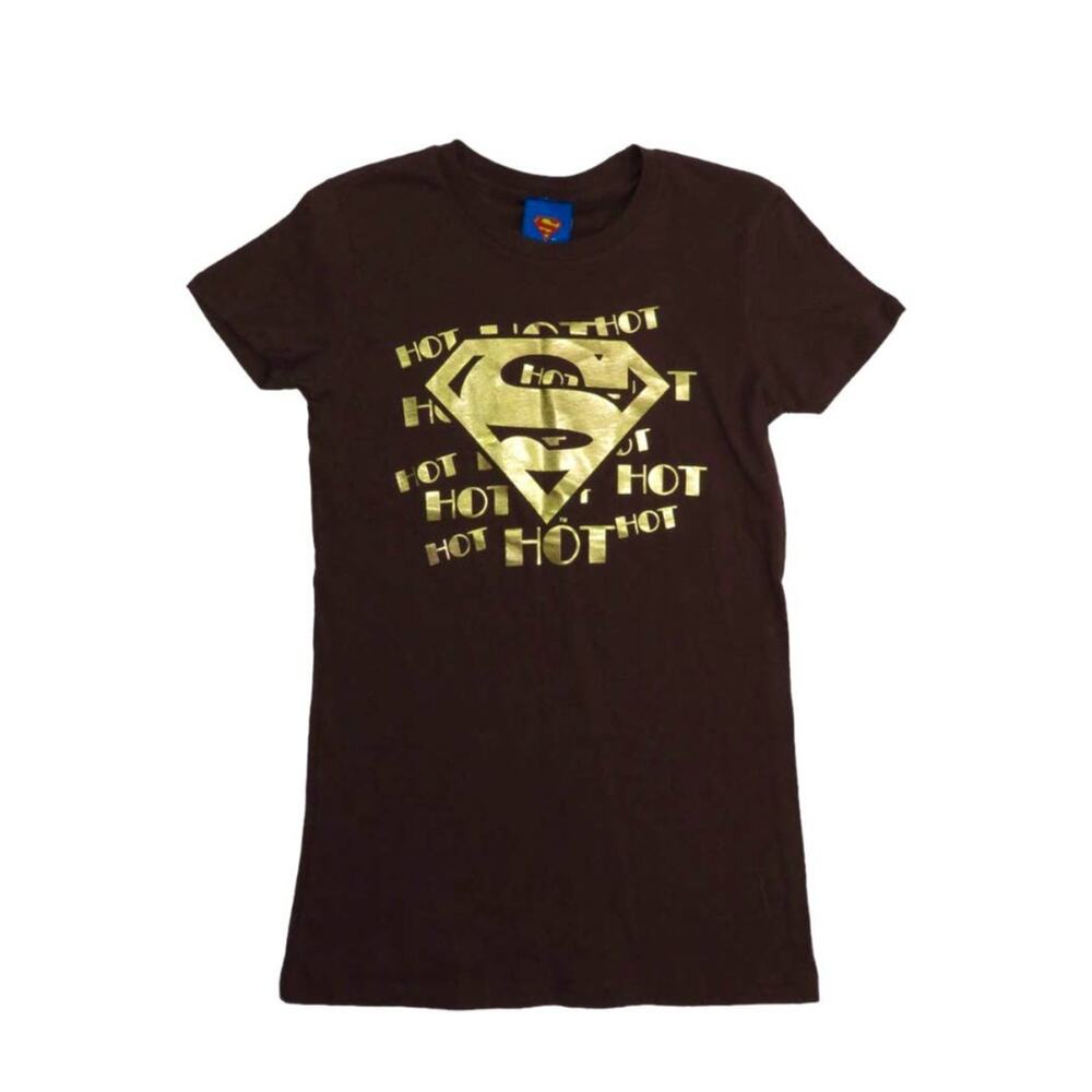 Superman Superwoman Brown And Gold Graphic Logo Tee Women's T-Shirt Medium NWT